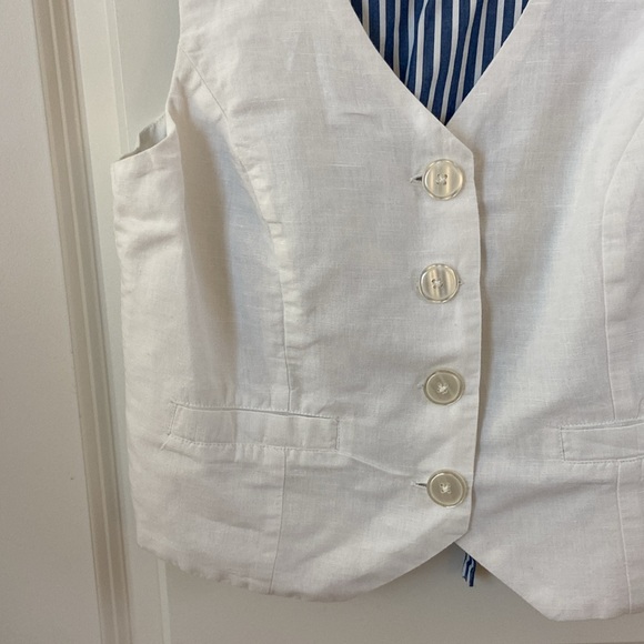 Anthropologie Porridge Vest white linen & stripes Small - Picture 3 of 7